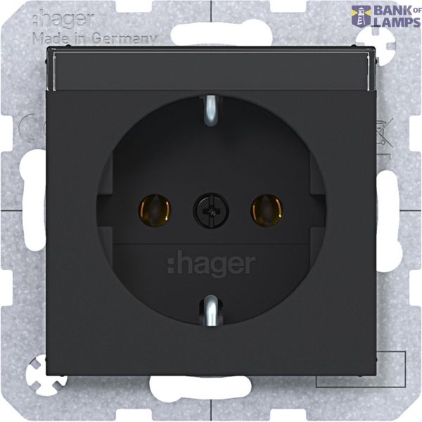 SCHUKO wall socket, text field, plug-in type, A.x/C.x, matte night black image 1