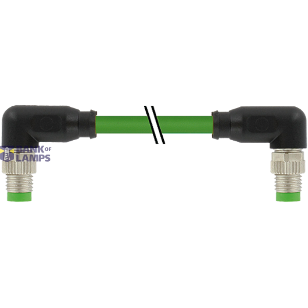 M8 male 90° / M8 male 90° A-cod. shielded PUR 1x4xAWG26 shielded gn UL image 1