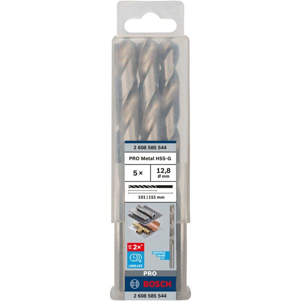 Metal drill bits HSS-G, DIN 338 12,8 x 101 x 151 mm 5 pcs. image 1