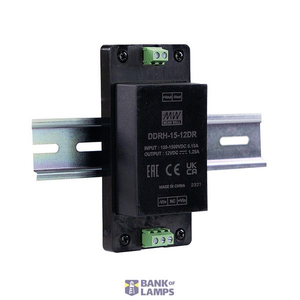 Mean Well DDRH-15-05DR DIN rail DC/DC converter (DIN rail) 5 V/DC Number of outputs: 1 x Contents 1 piece. image 1