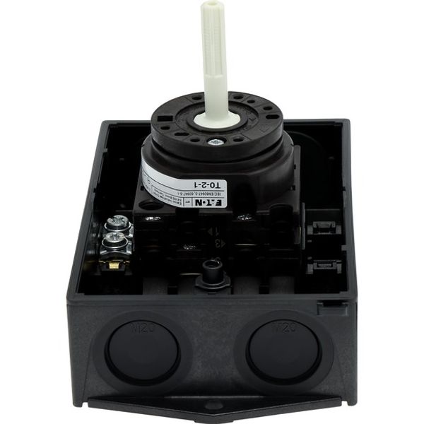 T0-2-1/I1/SVB-SW Main switch, T0, 20 A, surface mounting, 2 contact unit(s), 3 pole, STOP function, With black rotary handle and locking ring, Lockable in the 0 (Off) image 4