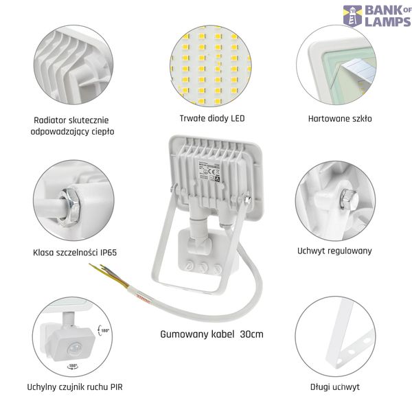 NOCTIS LUX 2 SMD 230V 10W IP44 CW white with sensor image 2