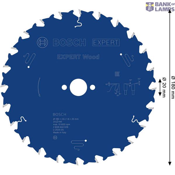 Circular saw blade Expert for Wood 180 x 20 x 2,6 mm, 24 image 1