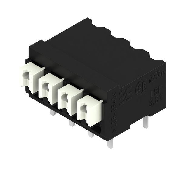 Printed circuit board terminals, 3.81 mm, Number of poles: 4, 90°, Solder pin length (l): 3.5 mm, black, PUSH IN with actuator, Clamping range, max. : 1.5 mm², Tape image 3