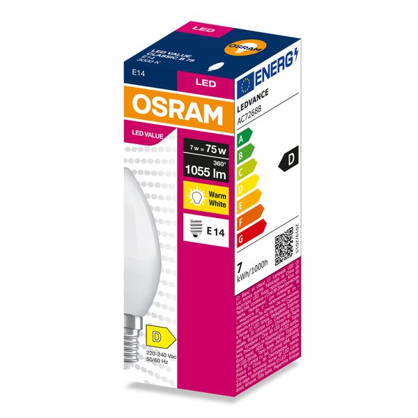 VALUECLB75 7W/830 230VFR E14 FS1 OSRAM image 2