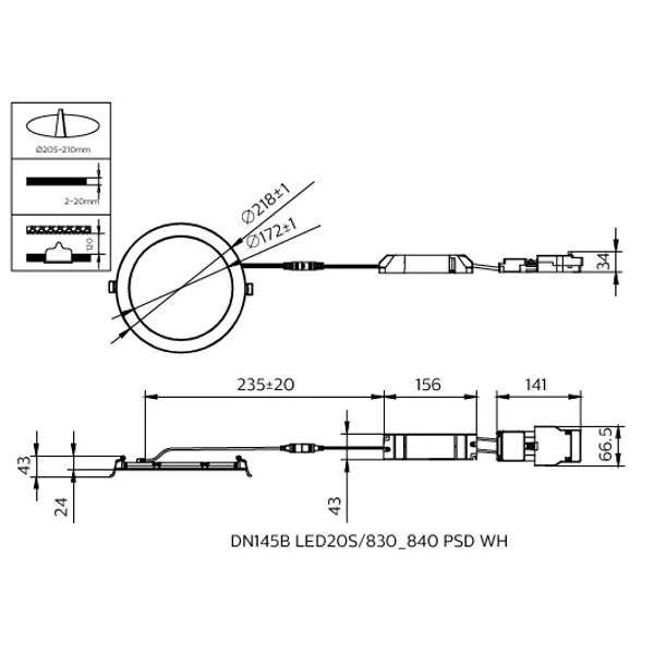 DN145B LED20S/830_840 PSD WH image 2