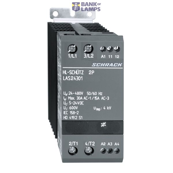 Solid state contactor 2x1-polig 30A/24-480VAC, 5-24VDC image 1