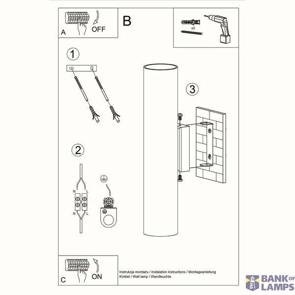 WALL LAMP LAGOS 2 BLACK GU10 2X40W IP20 image 3