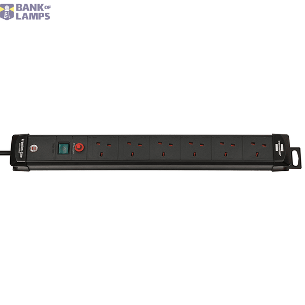 Premium-Line Extension Lead FB with Safety Fuse Reset Button 6-way 5m H05VV-F3G1,5 black with 13A Fuse *GB* image 1