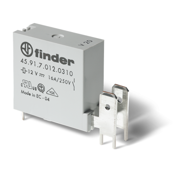 Miniature PCB relay with Faston 250, ≥3mm contact gap, 1NO, 16A / 12VDC / Sensitive / AgNi (45.91.7.012.0310) image 2