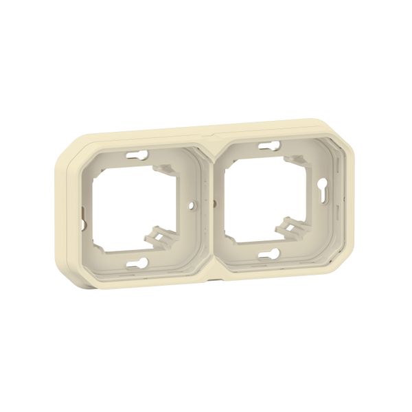 PLEXO 2 GANG HORIZONTAL AND VERTICAL FLUSH MOUNTING SUPPORT FRAME - BEIGE image 1