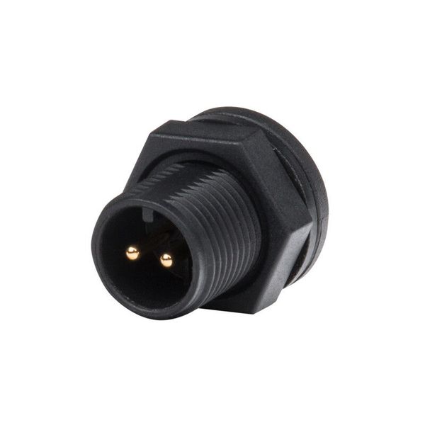 Panel plug without union nut M12, 2-pin, IP67, soldering external mounting image 1