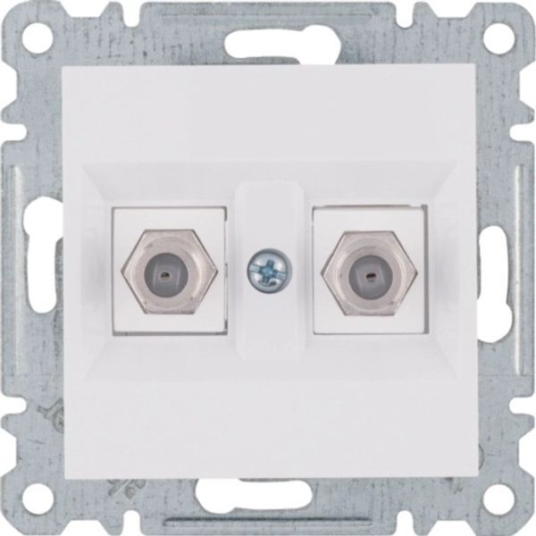 TV socket type F, double connector-white image 1