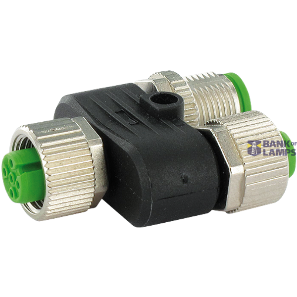 T-Coupler M12 female/ M12 female + M12 male A-cod. 5-pol. image 1