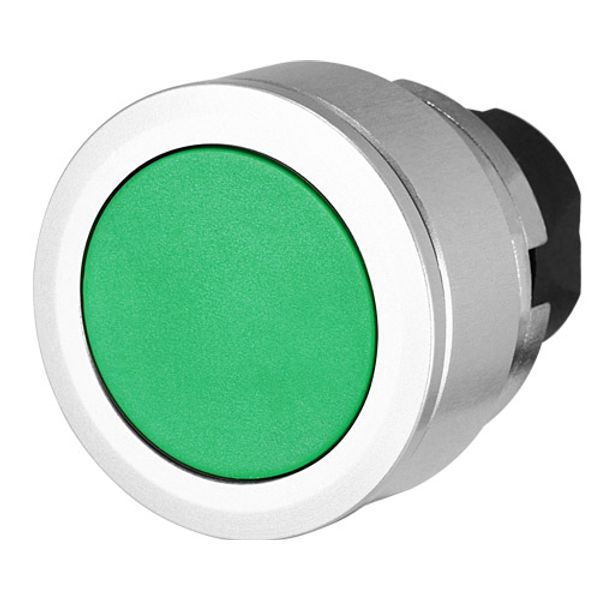 Push-button, flush-mount,  maintained, green image 1