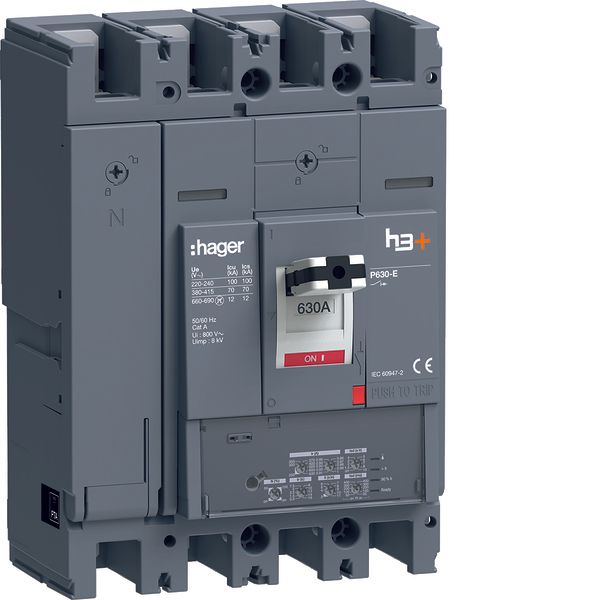 Moulded Case Circuit Breaker h3+ P630 LSI 4P4D N0-50-100% 630A 70kA FT image 1