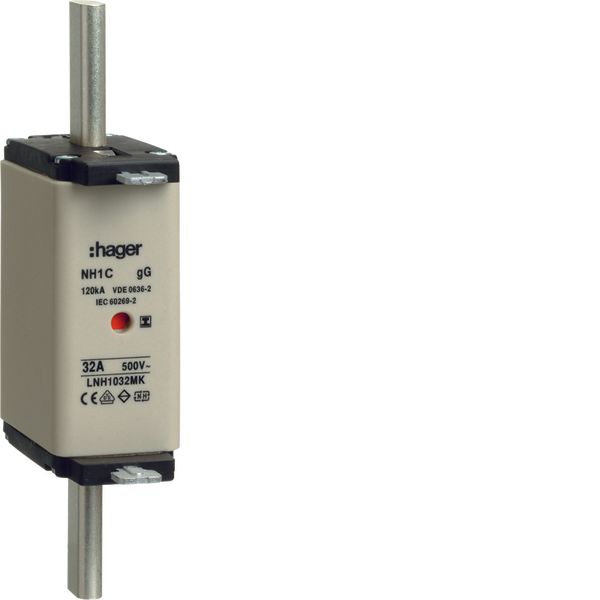 NH1C-Fuse-link 32A 500V gG twin-Indicator insulated gripping lugs image 1
