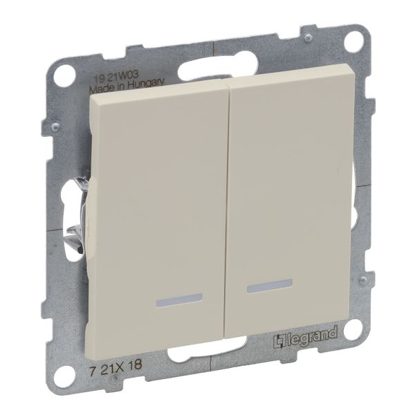 2-GANG TWO-WAY SWITCH ILLUMINATED 10AX AUTOMATIC TERMINALS IVORY image 1