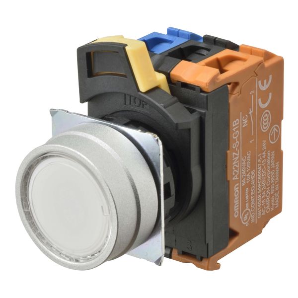 Pushbutton A22NL Ã˜22, bezel brushed metal, FLAT, MOMENTARY, CAP COLOR A2223239E image 3