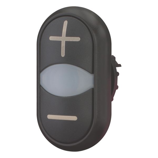 M22S-DDL-S-X4/X5 Double actuator pushbutton, RMQ-Titan, Actuators and indicator lights non-flush, momentary, White lens, black, black, inscribed, Bezel: black image 3