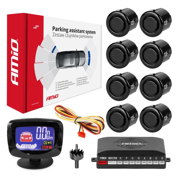 Parking assistant system LED-GRAF 8 sensor black "GOLD" 18mm image 1