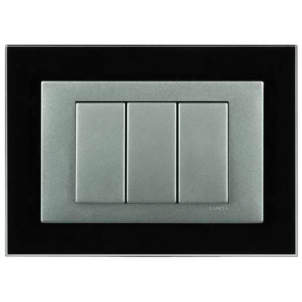 FRAME 3MOD F/ADAPTER 3MOD BLACK CRISTAL/ALUM image 1