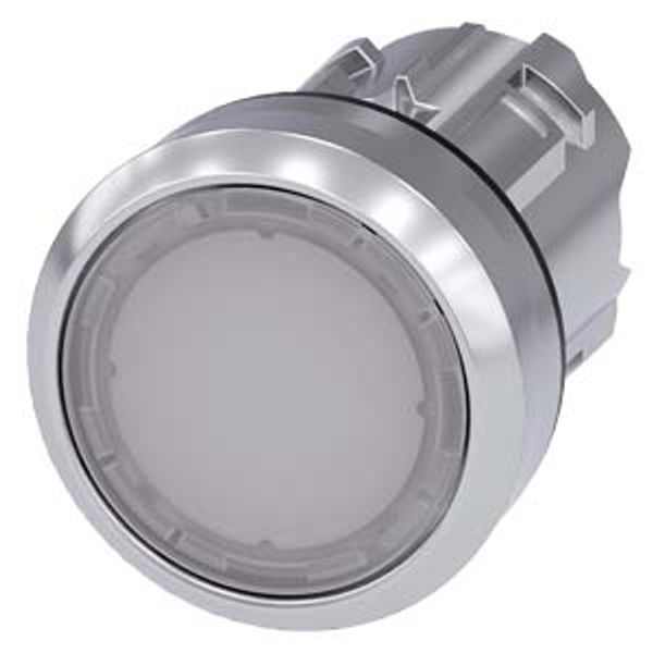 Illuminated pushbutton, 22 mm, round, metal, shiny, white, pushbutton,  3SU1051-0AB60-0AA0-Z X90 image 1