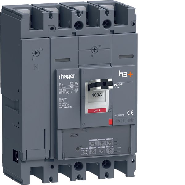 Moulded Case Circuit Breaker h3+ P630 LSI 4P4D N0-50-100% 400A 110kA F image 1