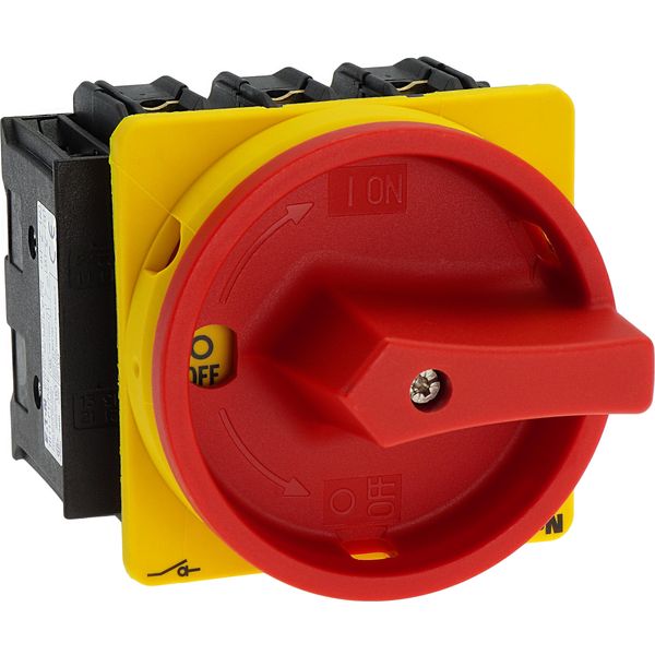 P3-63/EA/SVB/2HI11 Main switch, P3, 63 A, flush mounting, 3 pole, 2 N/O, 2 N/C, Emergency switching off function, With red rotary handle and yellow locking ring image 22