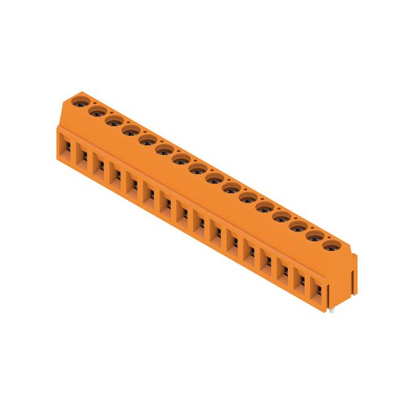 Printed circuit board terminals, 5.00 mm, Number of poles: 16, 90°, Solder pin length (l): 3.5 mm, tinned, orange, Clamping yoke connection, Clamping range, max. : 2.5 mm², Box image 2