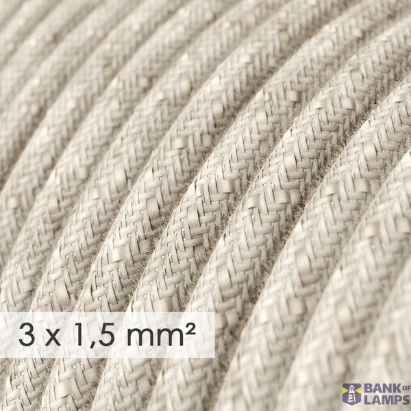 Large section electric cable 3x1,50 round - covered by Natural Neutral Linen RN01 image 2