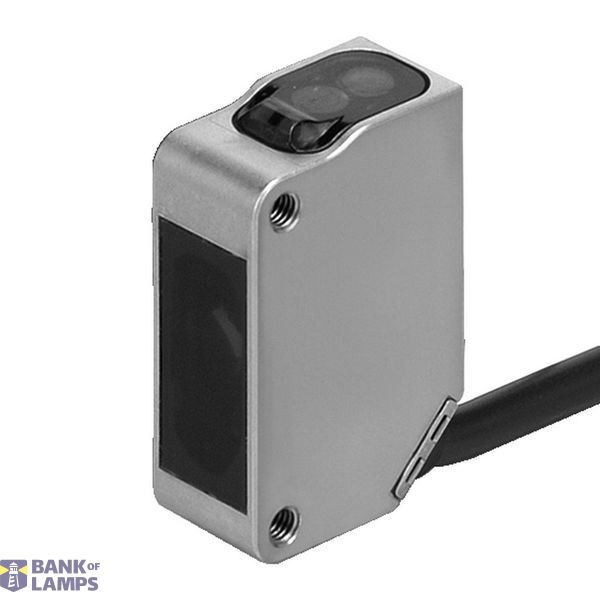Photoelectric sensor, rectangular housing, stainless steel, red LED, background suppression, 150 mm, PNP, Light-ON fixed, 2 m cable E3ZM0047R image 1