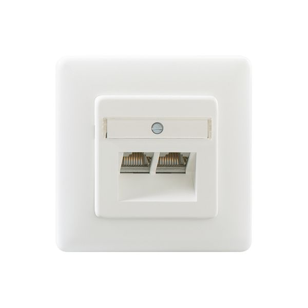 ClassEA 2-way junction box, shielded, pure white (similar to RAL 9010), with break-off metal support ring image 1