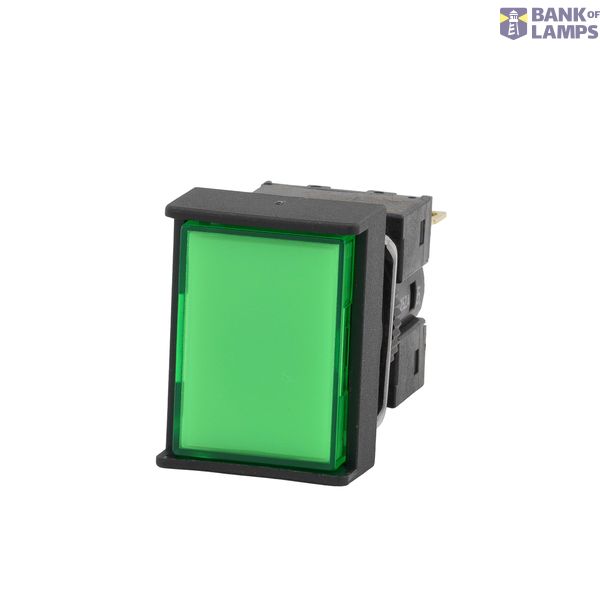 Pushbutton complete, dia. 16 mm, lighted LED 24 VDC, rectangular, green, momentary operation, IP65, SPDT contact block, solder terminal A16 7241F image 1