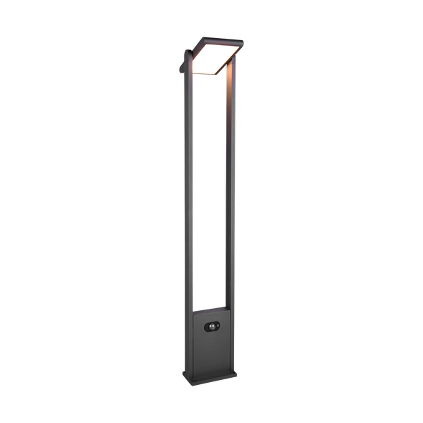 Malawi hybrid solar LED pole 100 cm anthracite rechargeable motion+dusk sensor image 1