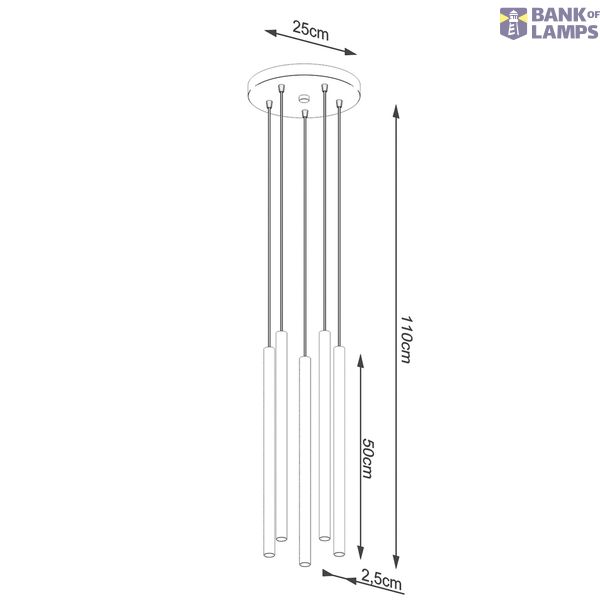 PASTELO 5P BLACK HANGING LAMP G9 5X8W IP20 image 3