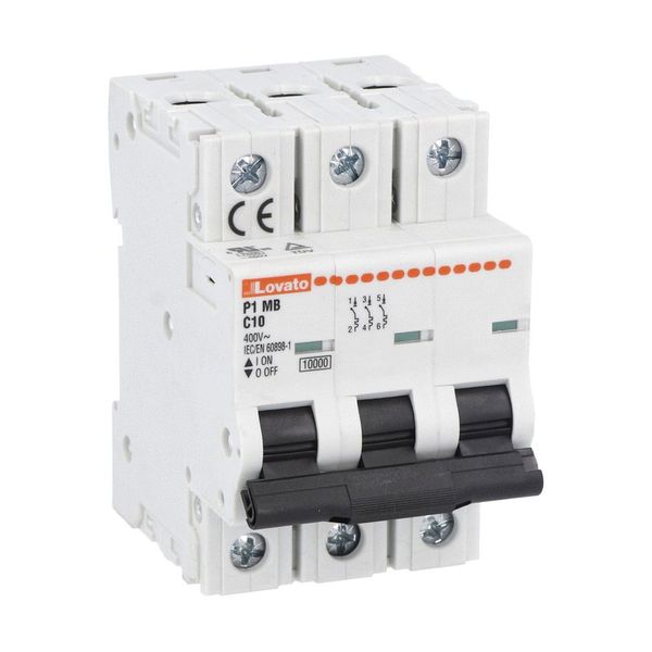 Miniature circuit breaker, 3P - 10kA. 3 modules, characteristic C, 10A image 1