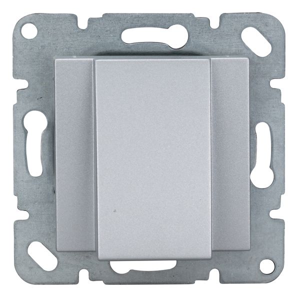 Cable outlet socket with cover, silver image 2