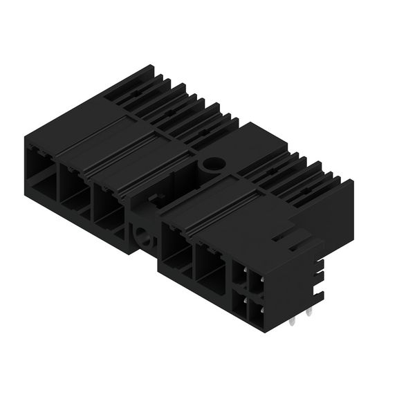 PCB plug-in connector, male header, closed side, Middle flange, THT solder connection, 7.62 mm, Number of poles: 5, 90°, Solder pin length (l): 3.5 mm, tinned, black, Box image 2