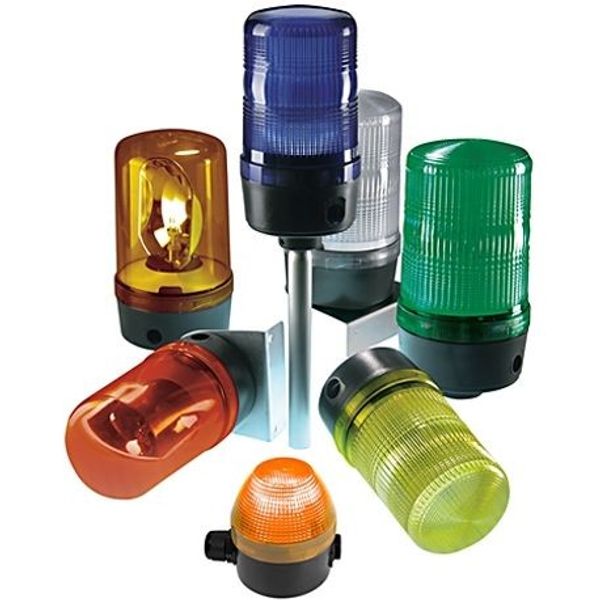 Allen-Bradley, 855BS-N45SL3, Round 90 mm Beacon, 1/2 in Conduit Mount, Standard, 120/240V AC/DC Full Voltage, LED Single Color Selectable Steady/Flash, Green image 1