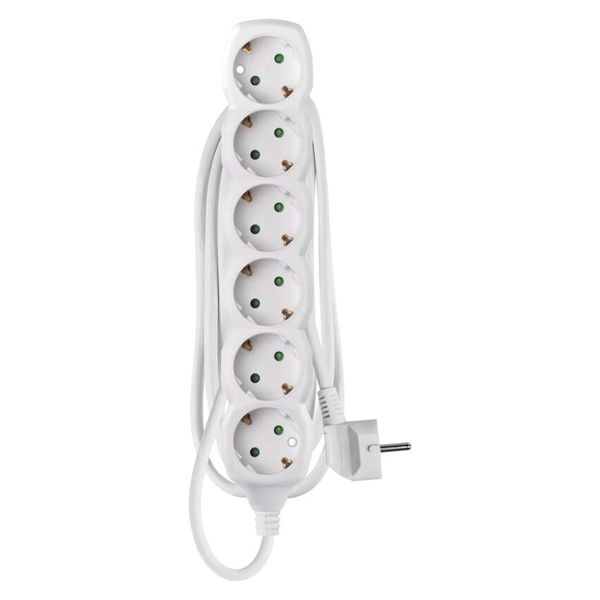 Extension Cord 2 m / 6 sockets / white / PVC / 1 mm2 image 1