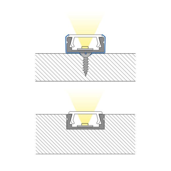Attached aluminum profile PG, 15x7 mm, matt diffuser, complete, 1 m image 1