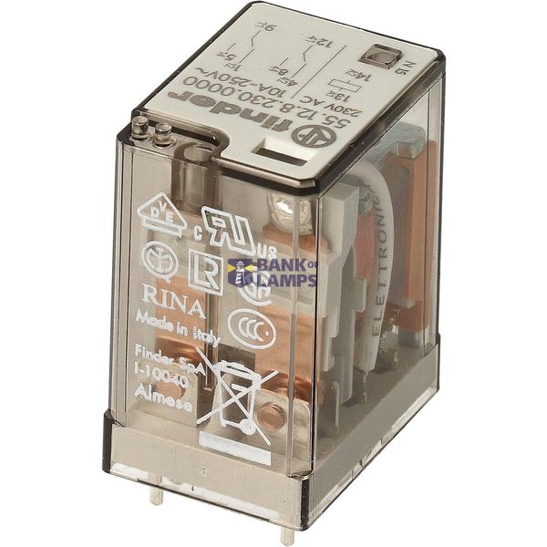 Relay for printed circuit 2CO 10A/230VAC/Agni/wash tight (55.12.8.230.0001) image 3