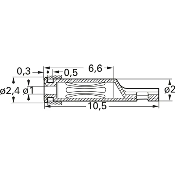 2 mm socket, solder connection, 1 mm, 41.0010 image 1