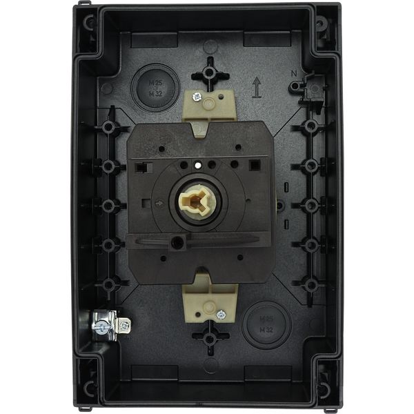 T5B-4-15682/I4/SVB Main switch, T5B, 63 A, surface mounting, 4 contact unit(s), 6 pole, 1 N/O, 1 N/C, Emergency switching off function, With red rotary handle and yellow image 29