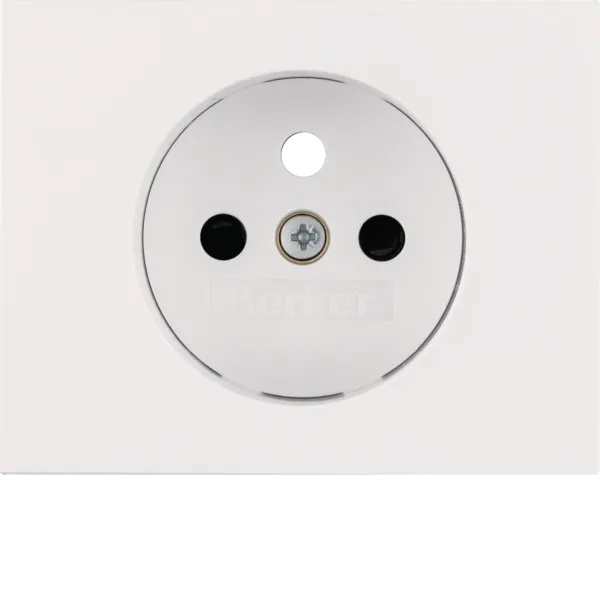 Center piece for socket with grounding pin with touch protection, Berker K.1, white, gloss image 1