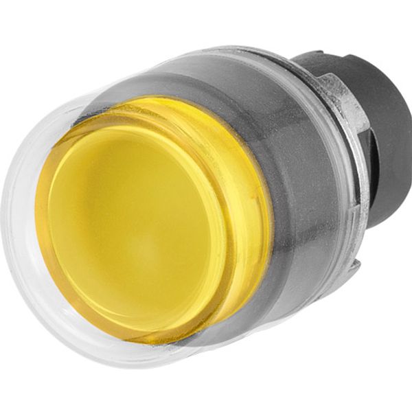 Projecting push-button, illuminated, yellow, rubber cap image 1