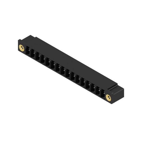PCB plug-in connector, male header, Flange, THT solder connection, 3.81 mm, Number of poles: 16, 90°, Solder pin length (l): 3.2 mm, tinned, black, Box image 4