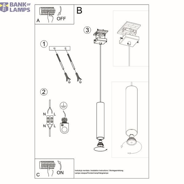 LINO 1 GU10 1x40W IP20 pendant lamp image 6