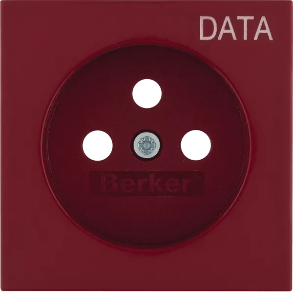 Center piece for socket with ground pin with Data print, Berker S.1/B.x, red, gloss image 1